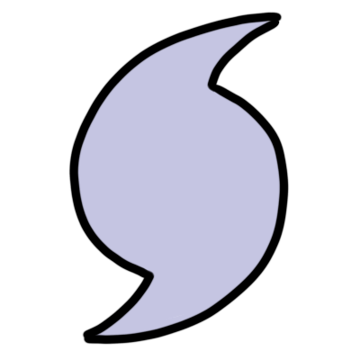 a light mauve cyclone shape with two arms.